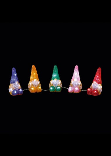 Premier Decorations Set of 5 Acrylic Gnomes with 40 LEds Warm White LEDs