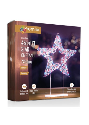 Premier Decorations White Table Top Star with 720 Twinkling Rainbow LEDs