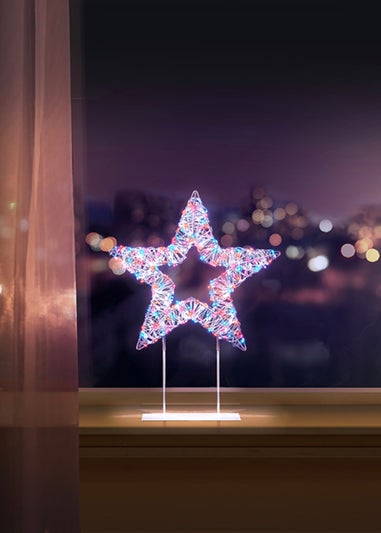 Premier Decorations White Table Top Star with 720 Twinkling Rainbow LEDs