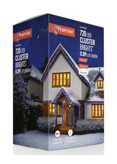 Premier Decorations 720 Multi Action LED Cluster with Timer Enchanted Mix Colour