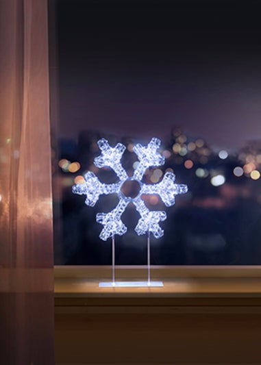 Premier Decorations Silver Table Top Snowflake with 720 Twinkling White LEDs
