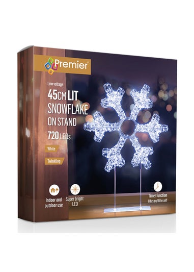 Premier Decorations Silver Table Top Snowflake with 720 Twinkling White LEDs