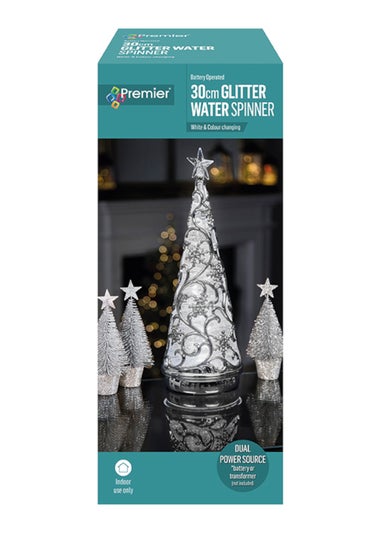 Premier Decorations Battery Operated Lit Chrome Tree with Star & Colour Changing LEDs