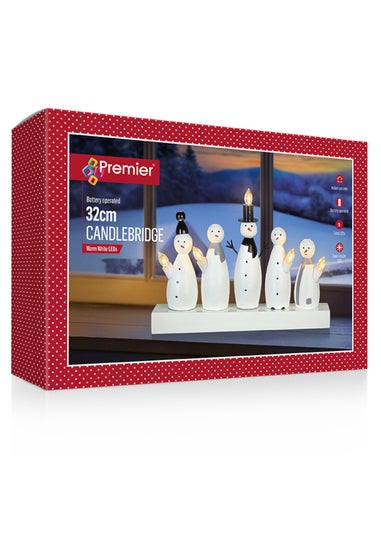 Premier Decorations Battery Operated White Snowman Candlebridge