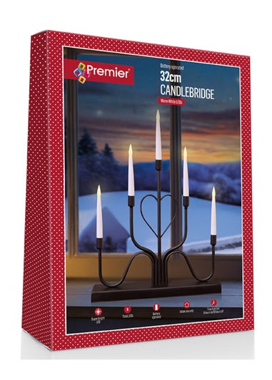 Premier Decorations Black Metal Modern Heart Design Candlebridge with Timer