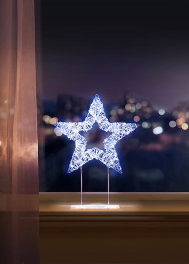 Premier Decorations Silver Table Top Star with 720 Twinkling White LEDs