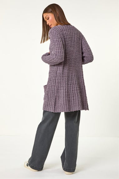Roman Ash Popcorn Textured Longline Cardigan