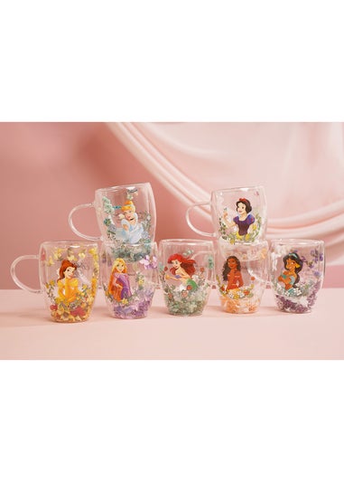 Disney Pastel Princess Floral Decorative Multi-coloured Glass Mug Multi Princess