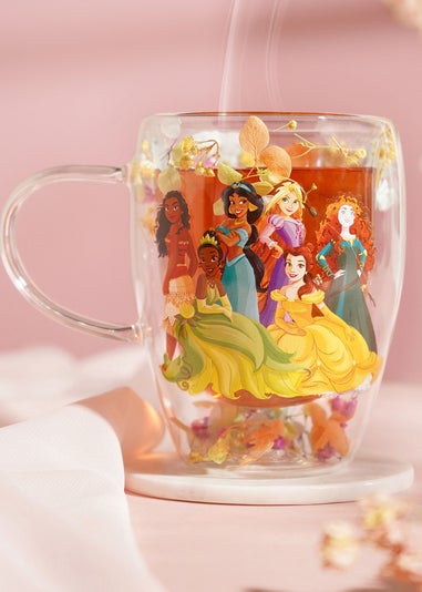 Disney Pastel Princess Floral Decorative Multi-coloured Glass Mug Multi Princess