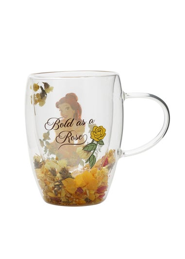 Disney Pastel Princess Floral Decorative Yellow Glass Mug Belle