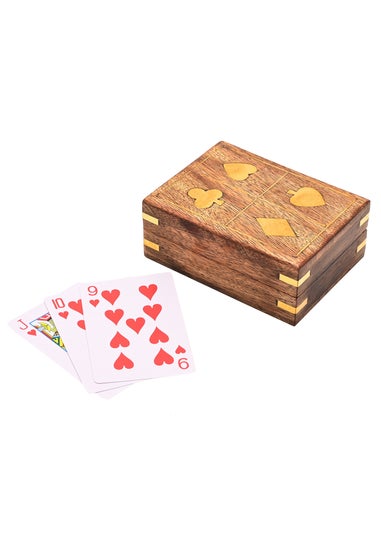 Harvey Makin Pack of Playing Cards In  Brown Wooden Box