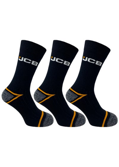 3 Pack JCB Black Work Socks - Sizes 6-11