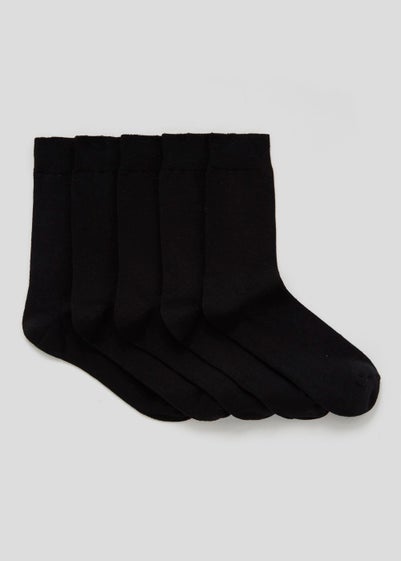 5 Pack Black Essential Plain Socks - Sizes 6 - 8.5