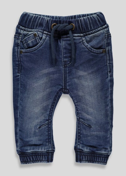 Boys Blue Cuffed Stretch Jeans (9mths-6yrs) - Age 9 - 12 Months