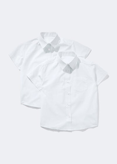 Girls 2 Pack White Regular Fit Short Sleeve School Blouses (4-16yrs)