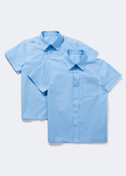Boys 2 Pack Blue Short Sleeve School Shirts (4-16yrs) - Age 4 Years