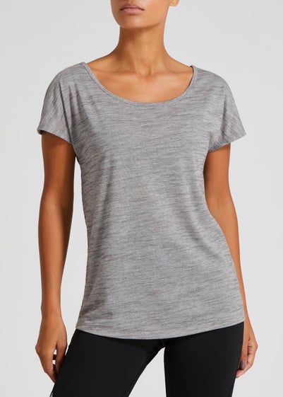 Souluxe Grey Cross Back Gym T-Shirt - Small