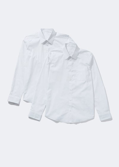Boys 2 Pack White Skinny Stretch School Shirts (8-16yrs) - Age 8 Years