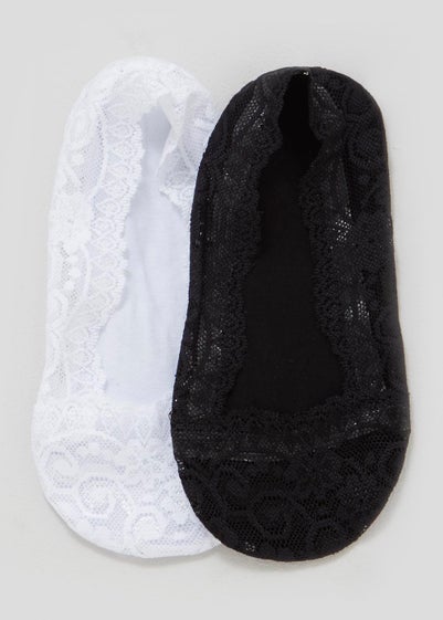 2 Pack Lace Invisible Socks - Sizes 3-5 .5