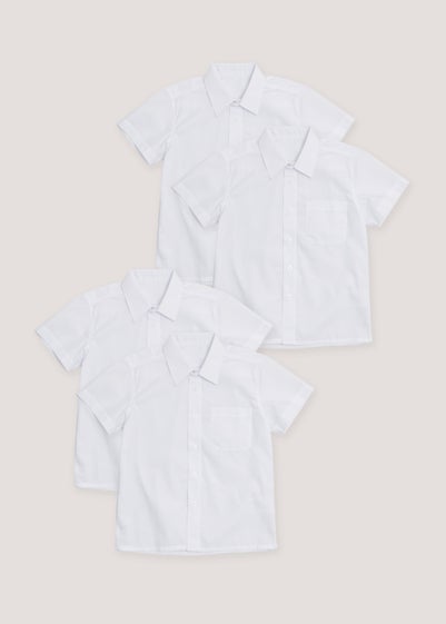 Boys 5 Pack White Short Sleeve School Shirts (4-16yrs) - Age 4 Years