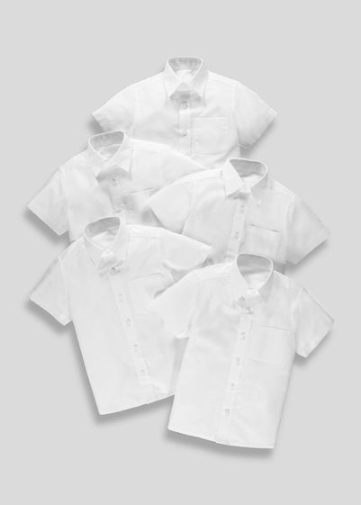 Boys 5 Pack White Short Sleeve School Shirts (4-16yrs)