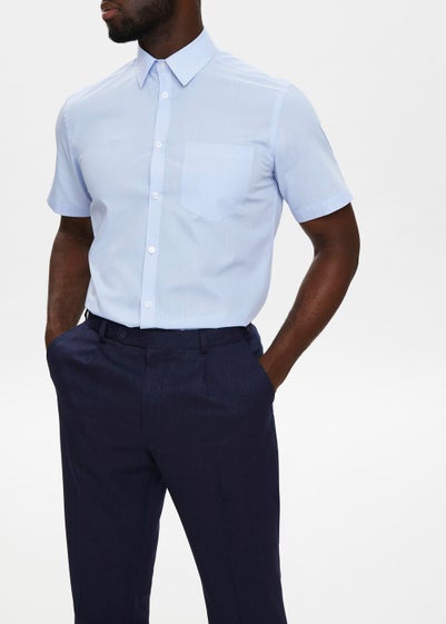 Taylor & Wright Blue Regular Fit Short Sleeve Shirt - 14.5 Collar