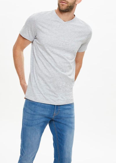 Grey Essential V-Neck T-Shirt - Small
