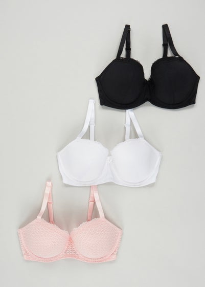 3 Pack DD+ Textured Lace T-Shirt Bras - 32DD
