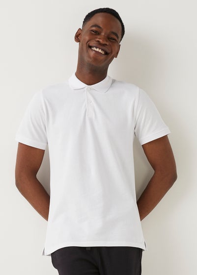 White Pique Polo Shirt - Small