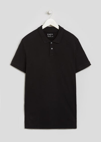 Black Essential Pique Polo Shirt - Small