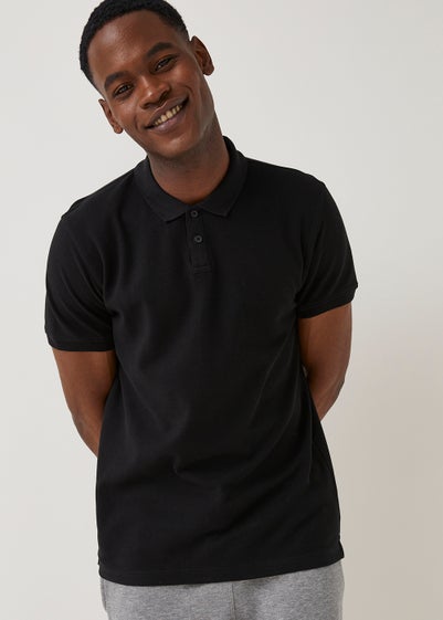 Black Essential Pique Polo Shirt - Small