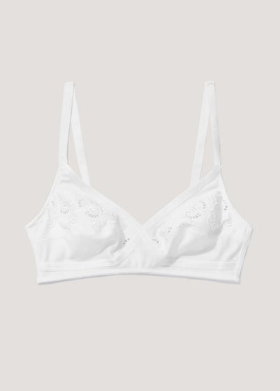 White Non Wired Broderie Cross Over Bra - 34D
