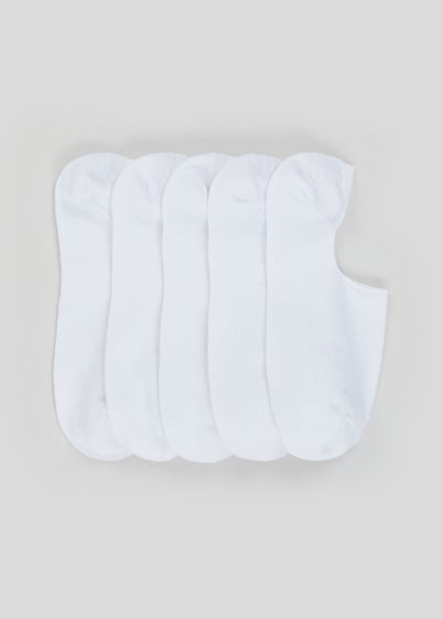 5 Pack White Invisible Socks - Sizes 6 - 8.5