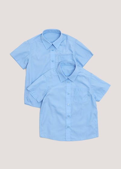 Girls 2 Pack Blue Short Sleeve School Blouses (4-16yrs) - Age 5 Years