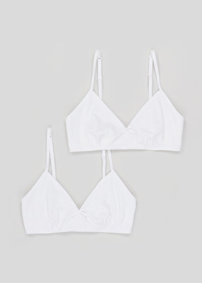 Girls 2 Pack White Crossover Bras (28AA-34A) - 28AA