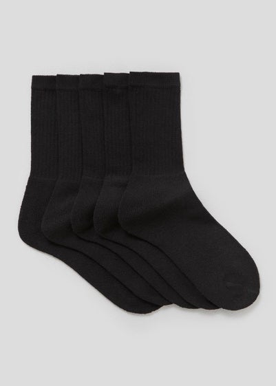 5 Pack Black Sports Socks - Sizes 6 - 8.5