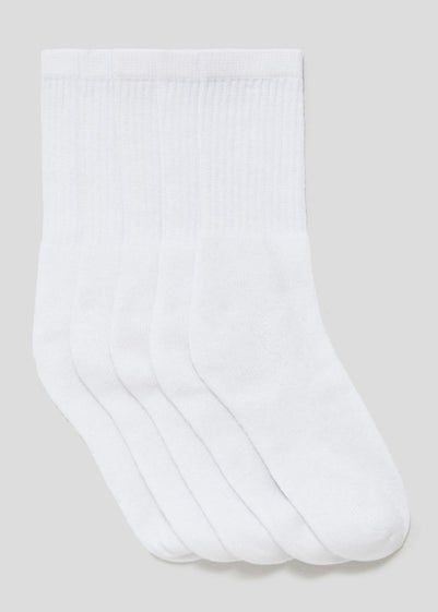 5 Pack White Sports Socks - Sizes 6 - 8.5