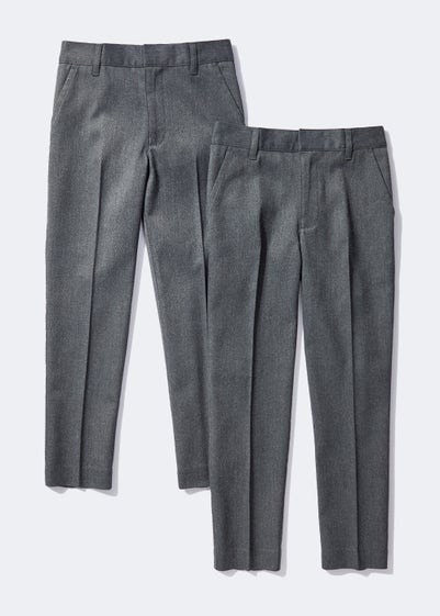 Boys 2 Pack Grey Skinny Fit School Trousers (6-13yrs) - Age 6 Years