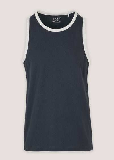 Navy Essential Jersey Ringer Vest Top - Small