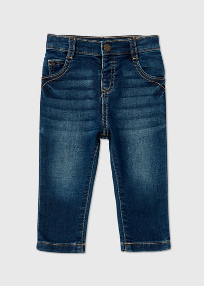 Boys Blue Pull On Skinny Jeans (9mths-6yrs) - Age 9 - 12 Months