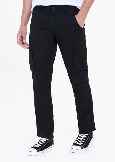 Black Slim Fit Cargo Trousers - 30 Waist Regular