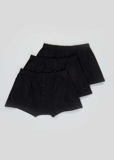 3 Pack Black Jersey Boxers - Small