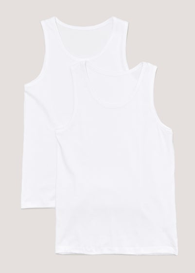 2 Pack White Cotton Vests