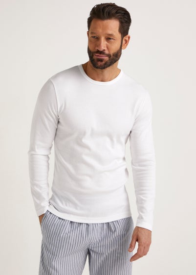White Long Sleeve Thermal T-Shirt - Small