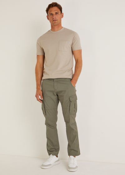 Khaki Slim Fit Cargo Trousers - 30 Waist Regular