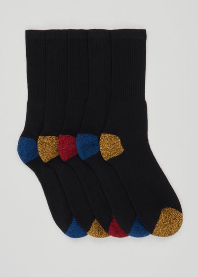 5 Pack Black Work Socks - Sizes 6 - 8.5