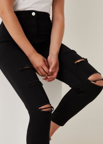 Jessie Black Ripped High Waisted Jeans - Size 8