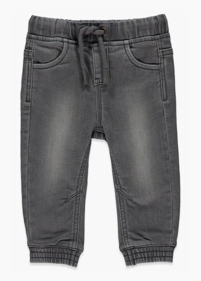 Boys Grey Cuffed Stretch Jeans (9mths-6yrs) - Age 9 - 12 Months