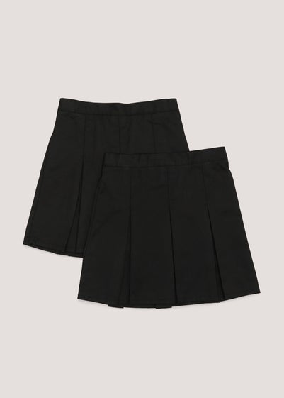Girls 2 Pack Black Generous Fit Box Pleat School Skirt (6-16yrs) - Age 6 Years