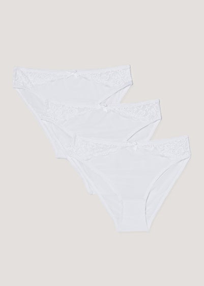 3 Pack Micro Lace High Leg Knickers - Size 8